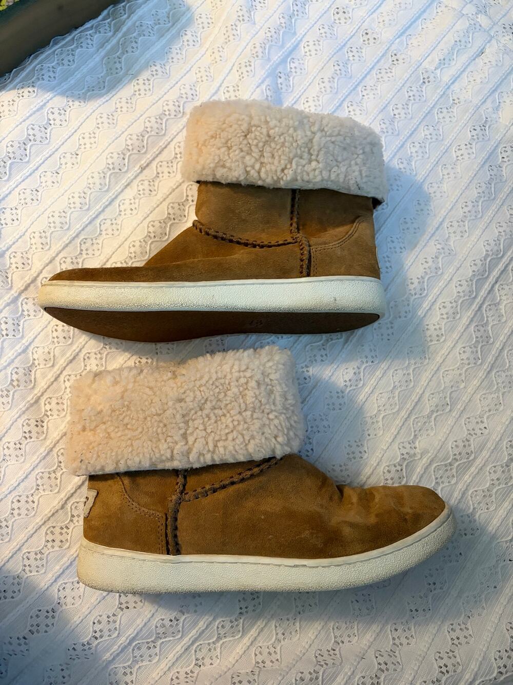 UGG Mika Classic Sneaker Boots Chestnut Suede Shearling Cuff Women's 8